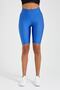 Women's Blue Shiny High Waist Biker Tights - 3