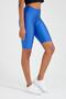 Women's Blue Shiny High Waist Biker Tights - 4