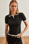 Women's Black Color Detailed Side Slit Knitwear Blouse Blz- 19002667 - 4