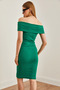 Women's Emerald Green Madonna Collar Mini Stretchy Dress Elb- 19002192 - 5