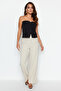 Bej Wide Leg/Geniş Paça Yüksek Bel Dokuma Kumaş Pantolon TWOSS23PL00314 - 7