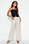 Bej Wide Leg/Geniş Paça Yüksek Bel Dokuma Kumaş Pantolon TWOSS23PL00314 - 8