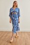 Cobalt Blue Double Breasted Collar and Slit Elastic Waist Women's Dress - ELB-19002188 - 5