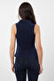 Lacivert Fitted/Vücuda Oturan Polo Yaka Esnek Örme Bluz TWOSS24BZ00085 - 5