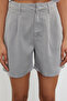 Gray %100 Tencel™ Pleated Denim Shorts TWOSS24SR00077 - 4