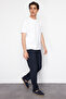 Lacivert Beli Lastikli Slim Fit Duble Paça Kumaş Pantolon TMNAW21PL0107 - 5