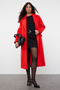 Red Pocket Detailed Wool Regular Coat Twoaw25Kb00014