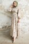 Beige Shirt Collar Embroidered Dress - 5