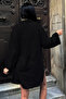 Women's Black Flame Linen Kimono with Tie Detail - 4