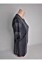 Women's Black Patterned V-Neck Short Sleeve Side Slit Viscose Stretch Fabric Mom T- Jersey Blouse - 2
