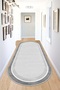 Machine Washable Non-Slip Base Stain Resistant Oval Runner Gray Cutting Runner for Home Decoration