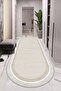 Machine Washable Non-Slip Base Stain Resistant Oval Runner Beige Cutting Runner for Home Decoration