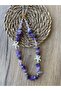 Natural Purple Amethyst and Crystal Detailed Star Gold Phone Strap Charm Accessory Lanyard - 2