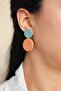 Polymer Clay Special Design Handmade Blue Cinnamon Round Dangle Women's Earrings - 4