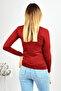 Women's Burgundy Long Sleeve Crew Neck Body - 8