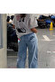Y2K Ribbon Bow Detail Snow Washed Denim Blue Pants - 3