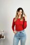 Women's Long Sleeve Crew Neck Body Red 1 Piece