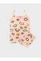 Girls' Cotton Pink Tank Top and Boxer Tank top with Strawberry Heart and Cat Patterned - 2