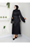 Satin Lace-Up Black Tunic Blouse - 4