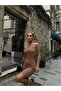 One Sleeve Jewelled Striped Dress - 2