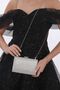 Glamorous Evening Dress with Silver Color Stone, Women's Bag in Hand and Long Strap (Chain Strap) - 2