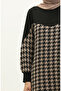 فستان أسود منقوش بنقشة Houndstooth - 0183-04 - 4