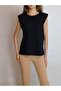 WOMEN'S BLACK PADDED SLEEVE- BASIC BASIC T-SHIRT YY101128 - 3