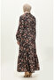 Floral Patterned Belted Dress 0316-02 Black - 5