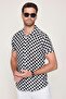 Men's Viscose Sports Shirt - Slim Fit, Short Sleeve, Apache Collar