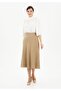 Camel Midi Length A-Line Skirt