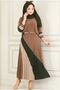 Wonderful Sandy Stripe Detailed Hijab Skirt Set
