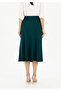 Green Midi Length A-Line Skirt - 4