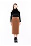 Classic Midi Length Hazelnut Color Pencil Skirt with Back Zipper and Slit - 2