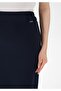 Navy Blue Color Midi Length Classic Pencil Skirt with Elastic Waist and Back Slit with Zipper - 5