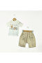 Thin Linen Shirt 3-Piece Set Beige - 2