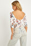 Ecru Women's Bodysuit - Floral Pattern and Snaps, RK40 - 2