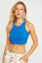 Women's Blue Cropped Blouse YLE610
