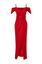 Kırmızı Kemer Detaylı Dokuma Uzun Abiye Elbise TPRSS24AE00250 - 7