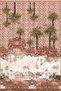 Beige Themed Ancient Town Design Tree and Building Patterned Vintage Decorative Carpet 5076