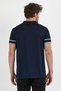 Navy Blue Men's T-shirt - Collar Zipper and Sleeve Ribbon Detail - 4