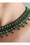 Ethnic Bohemian Sand Crystal Bead Handmade Cluster Green Necklace - 6