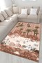 Beige Themed Ancient Town Design Tree and Building Patterned Vintage Decorative Carpet 5076 - 3