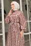 Patterned Brown Satin Chain Dress - 3