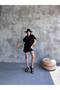 Women's Linen Shirt Shorts Set Black Oversize