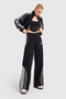 Women's Anthracite Black Color Stripe Detailed Design Bomber Jacket - 2