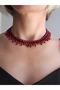 Ethnic Bohemian Sand Crystal Bead Handmade Red Cluster Necklace - 2