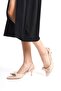 Pointed Toe Open Back Bow Detail Nude Patent Leather Low Heel Stiletto - 4