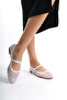 White Women's Single Buckle Honeycomb Mesh Ballerinas - BG1080-111-0003