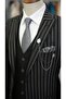 Men's Black Suit Pointed Collar Italian Style Slim Fit Jacket Vest Trousers-Xprzcom820-001 - 5