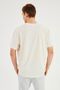 Leo Men's Oversize T-Shirt 100% Cotton Crew Neck Print Detailed Basic Ecru T-Shirt - 7